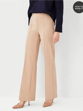 Ann Taylor Petite High Waist Side Zip Straight Pant In Twill